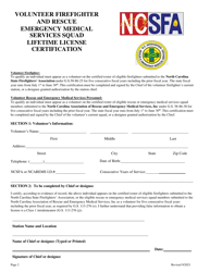 Application for Lifetime Hunting &amp; Fishing License for Resident Volunteer Firefighters and Rescue/Emergency Medical Services Squads - North Carolina, Page 2