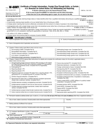 IRS Form W-8IMY Certificate of Foreign Intermediary, Foreign Flow-Through Entity, or Certain U.S. Branches for United States Tax Withholding and Reporting