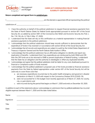 Document preview: CARES Act Coronavirus Relief Fund Eligibility Certification - North Dakota
