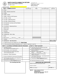 Form SFN9809 North Dakota Gaming Tax Return - North Dakota