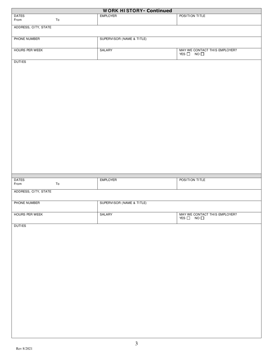 Employment Application - Nevada, Page 3