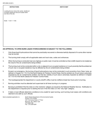 Form SFN8506 Application for Approval to Burn Liquid Hydrocarbons - North Dakota, Page 2