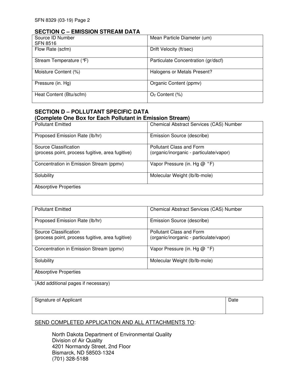 Form SFN8329 Download Fillable PDF or Fill Online Permit Application