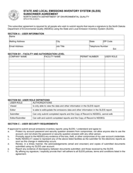 Form SFN61755 State and Local Emissions Inventory System (Sleis) Subscriber Agreement - North Dakota