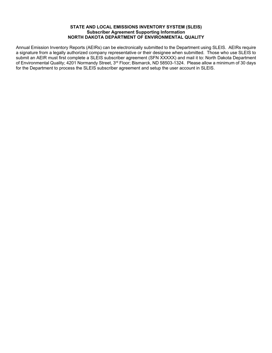 Form SFN61755 State and Local Emissions Inventory System (Sleis) Subscriber Agreement - North Dakota, Page 4