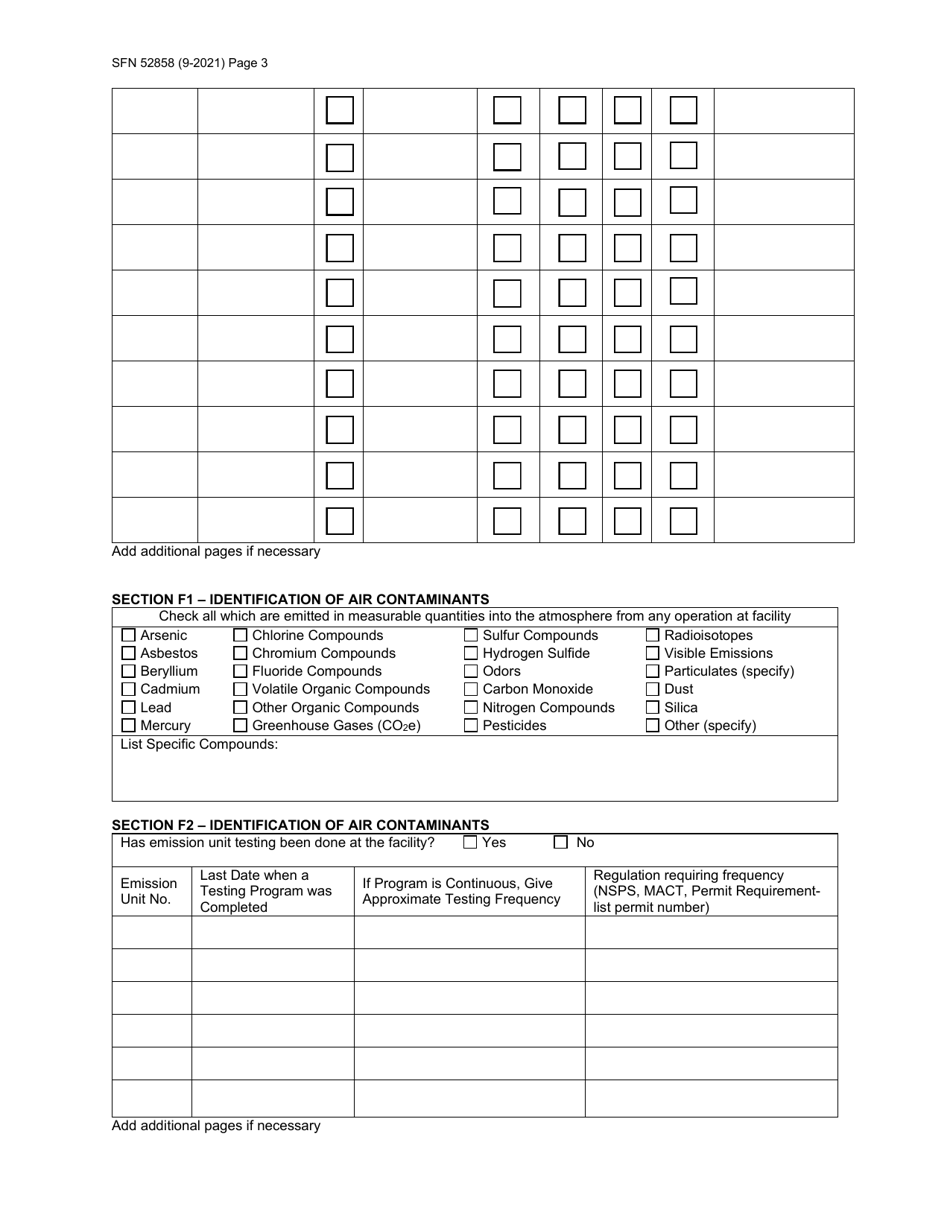 Form SFN52828 Permit Application for Title V Permit to Operate - North Dakota, Page 3