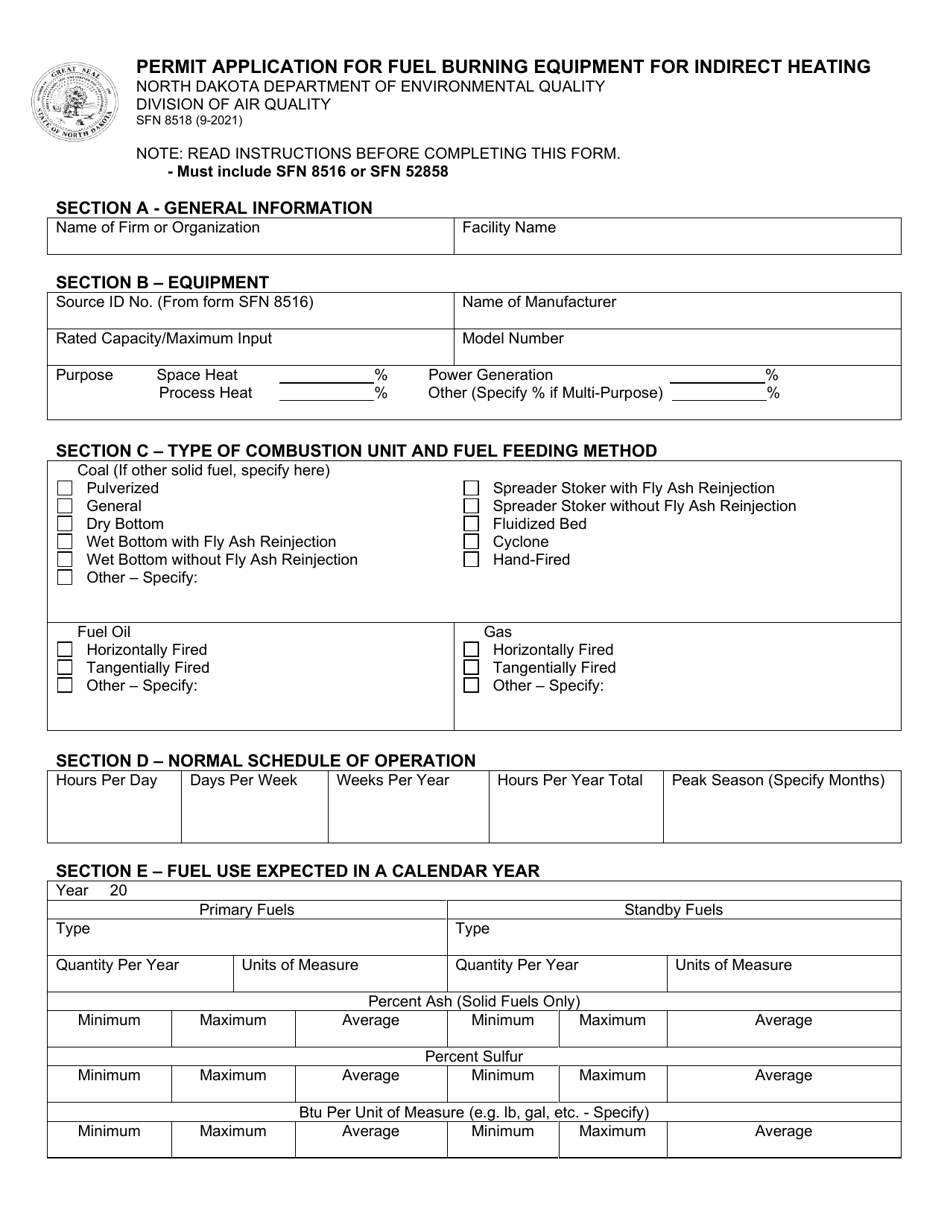 Form SFN8518 Download Fillable PDF or Fill Online Permit Application ...