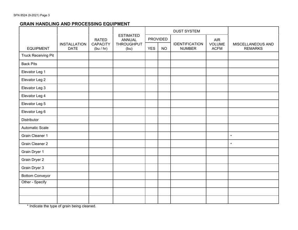 Form SFN8524 Permit Application for Grain, Feed, Milling and Fertilizer Operations - North Dakota, Page 3