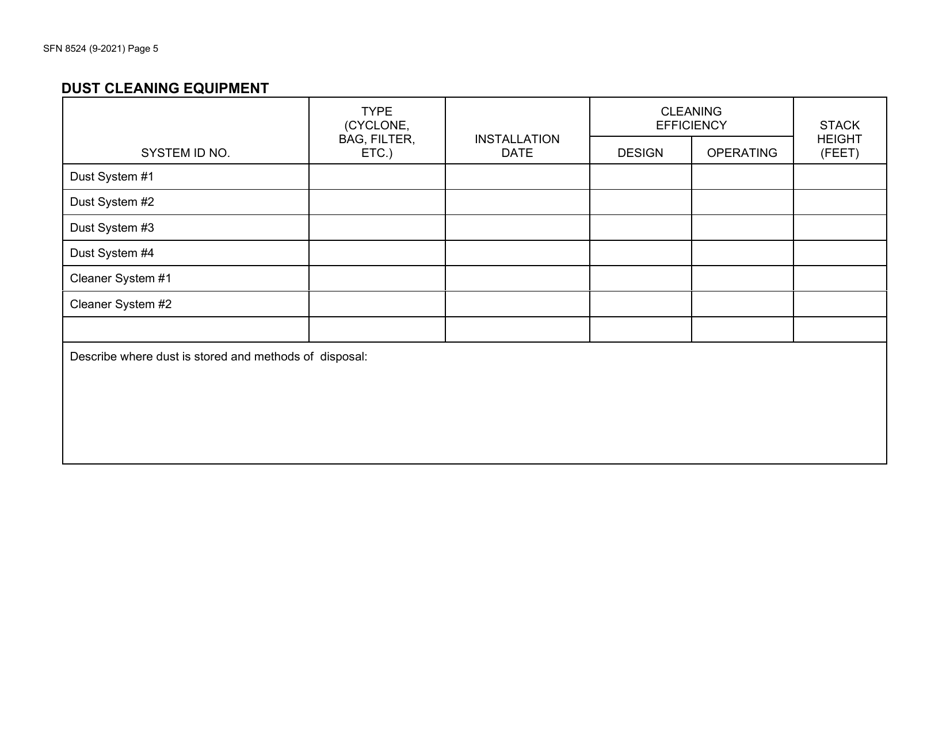 Form SFN8524 Permit Application for Grain, Feed, Milling and Fertilizer Operations - North Dakota, Page 5