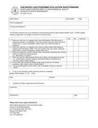 Document preview: Form SFN59322 Childhood Lead Poisoning Evaluation Questionnaire - North Dakota