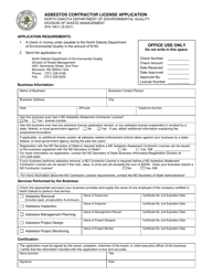 Document preview: Form SFN16611 Asbestos Contractor License Application - North Dakota