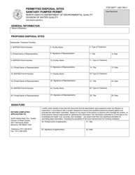 Document preview: Form SFN60533 Permitted Disposal Sites Sanitary Pumper Permit - North Dakota