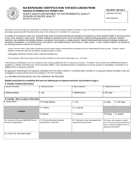 Form SFN52314 No Exposure Certification for Exclusion From Ndpdes Stormwater Permitting - North Dakota