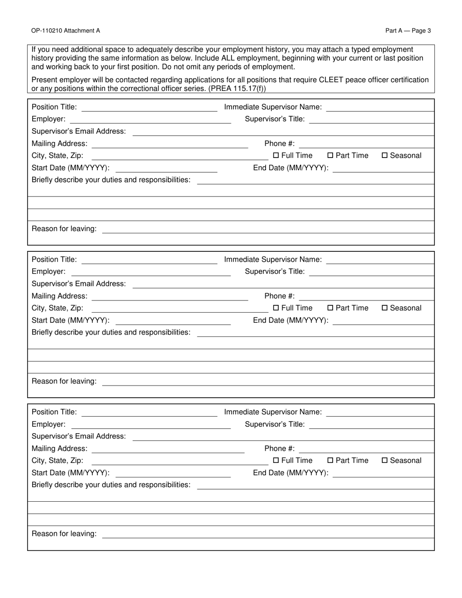 Form Op-110210 Attachment A Download Printable Pdf Or Fill Online 