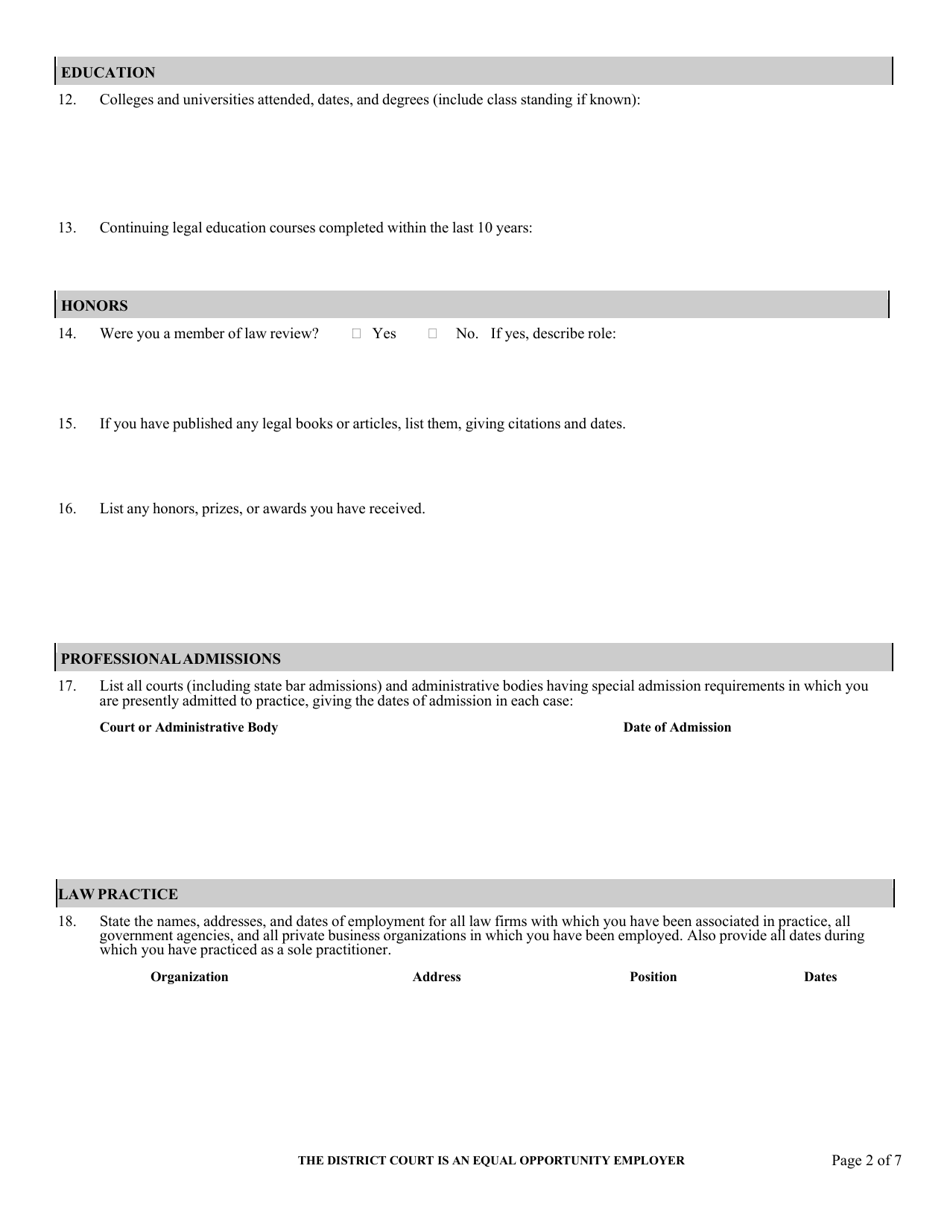 Application for United States Magistrate Judge - Oklahoma, Page 3