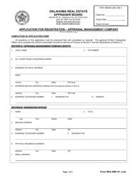 Form REA-AMC-01 Application for Registration - Appraisal Management Company - Oklahoma