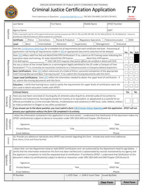 Form F7  Printable Pdf