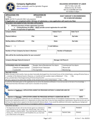 AL Form 7 &quot;Company Application - New&quot; - Oklahoma