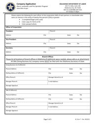 AL Form 7 Company Application - New - Oklahoma, Page 2