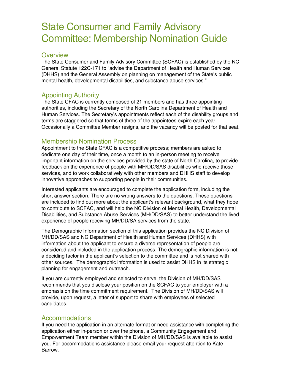 State Consumer and Family Advisory Committee Membership Application - North Carolina, Page 2