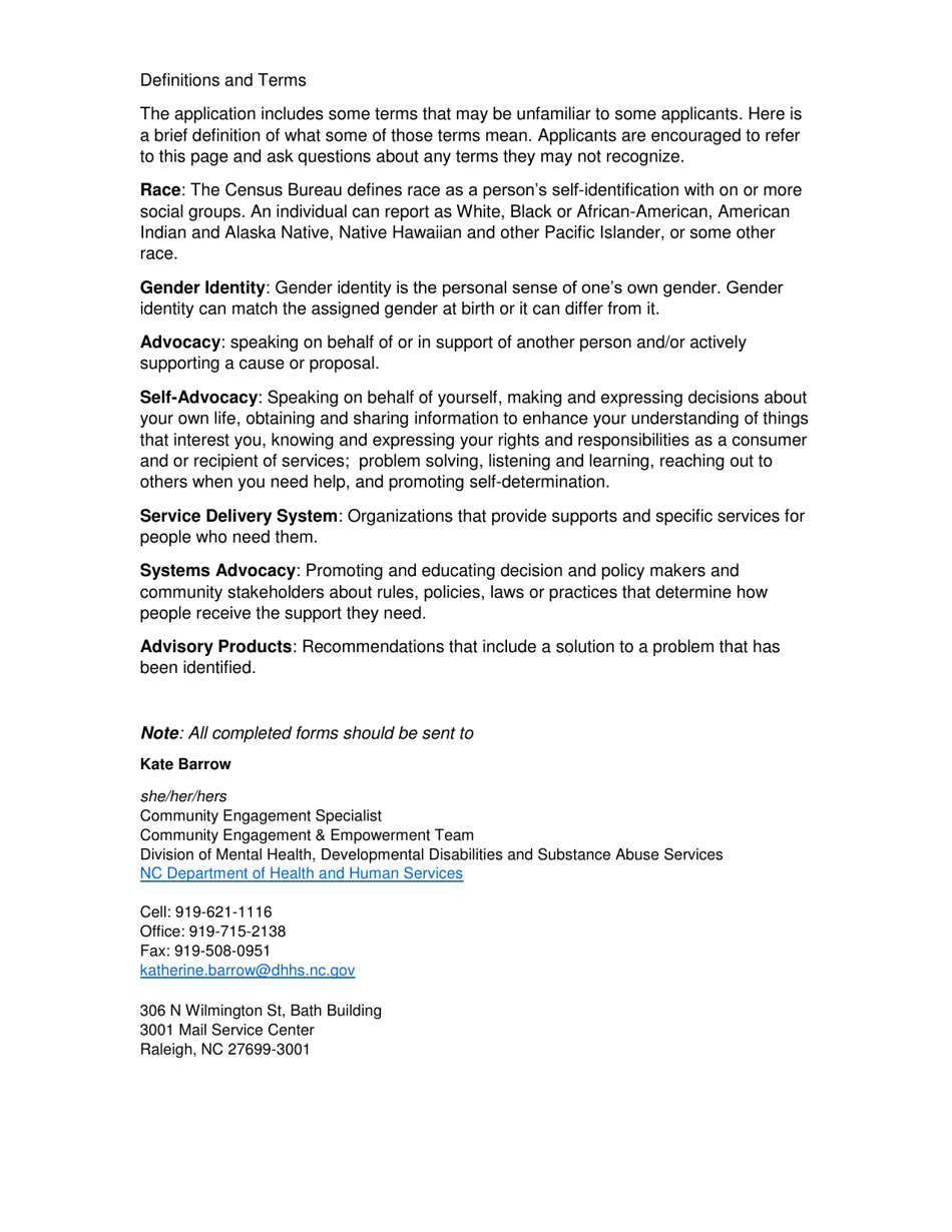 State Consumer and Family Advisory Committee Membership Application - North Carolina, Page 3