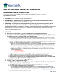 Document preview: Hemp Research Permit Application - Pennsylvania