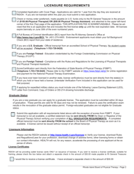 Application for License as a Physical Therapist/Physical Therapist Assistant - Rhode Island, Page 2