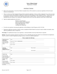 Application for Registration for X-Ray Equipment Storage Facility - Rhode Island, Page 2