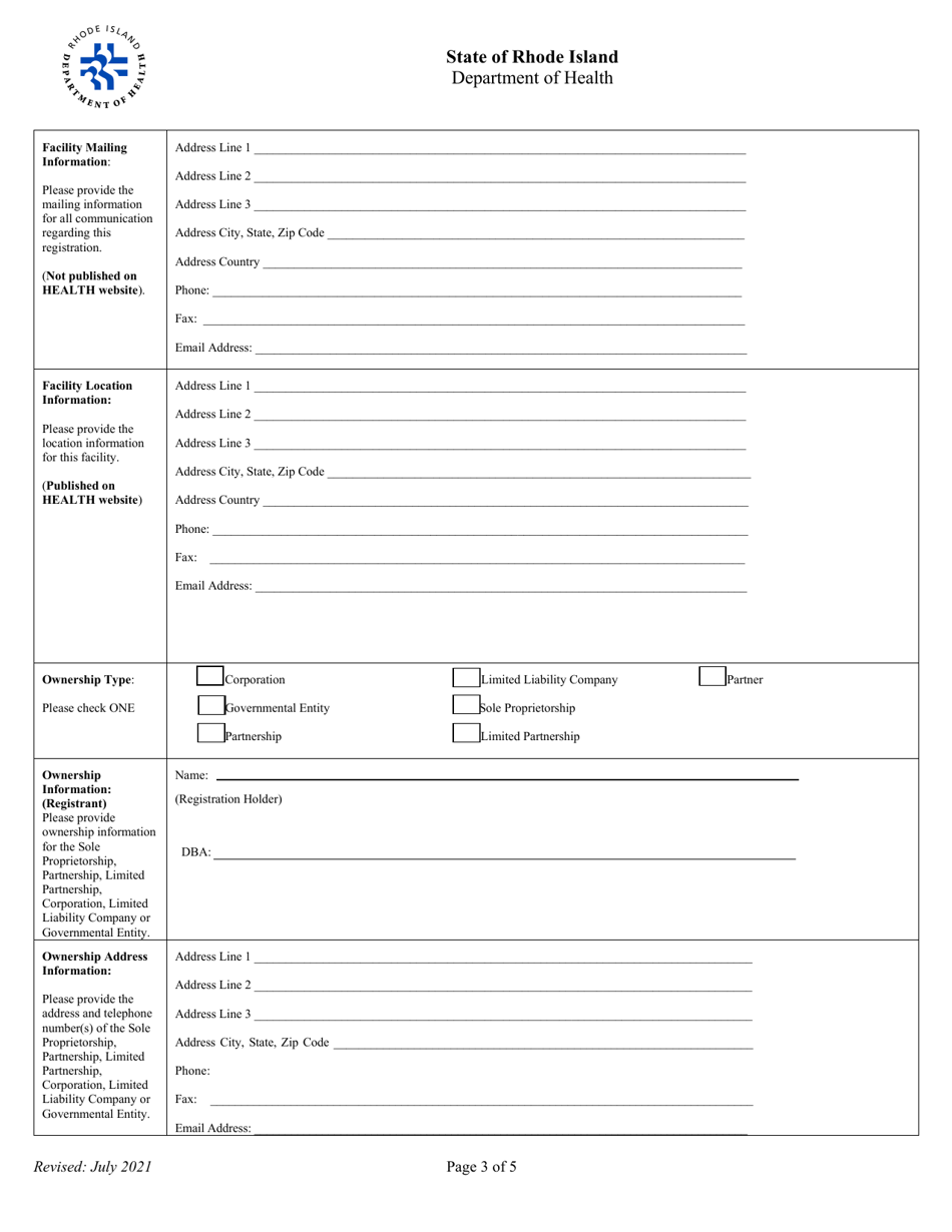 Application for Registration for X-Ray Equipment Storage Facility - Rhode Island, Page 3