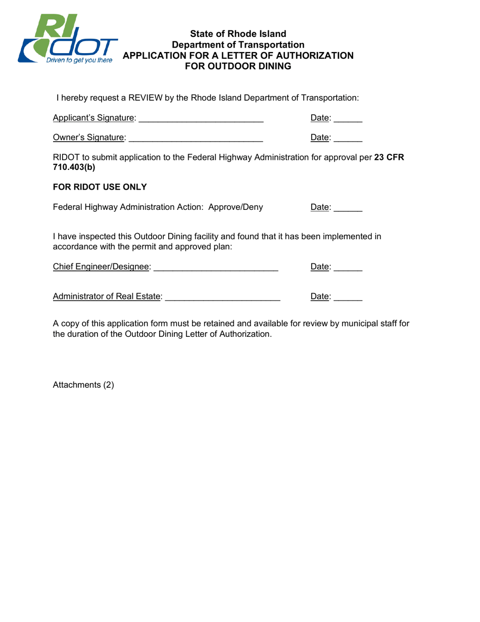 Application for a Letter of Authorization for Outdoor Dining - Rhode Island, Page 3