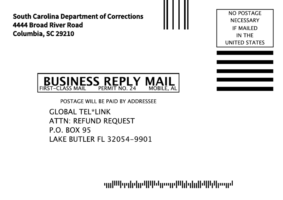 Gtl Refund Request Postcard - South Carolina (English / Spanish), Page 1