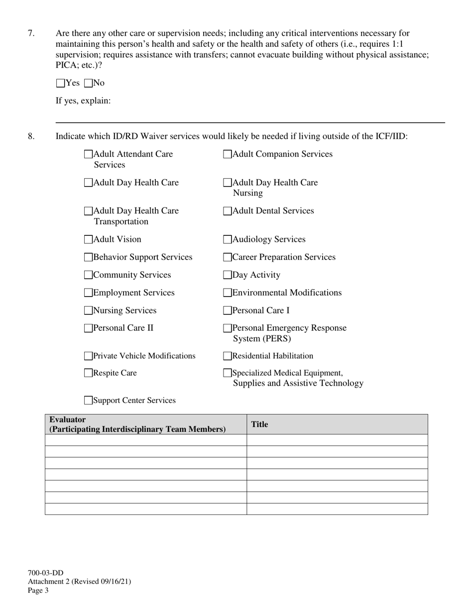Attachment 2 Evaluation for Community Living - South Carolina, Page 3