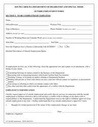 Document preview: Outside Employment Form - South Carolina