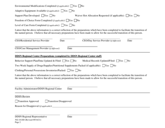 Ddsn Regional Center Individual Transition Checklist - South Carolina, Page 2