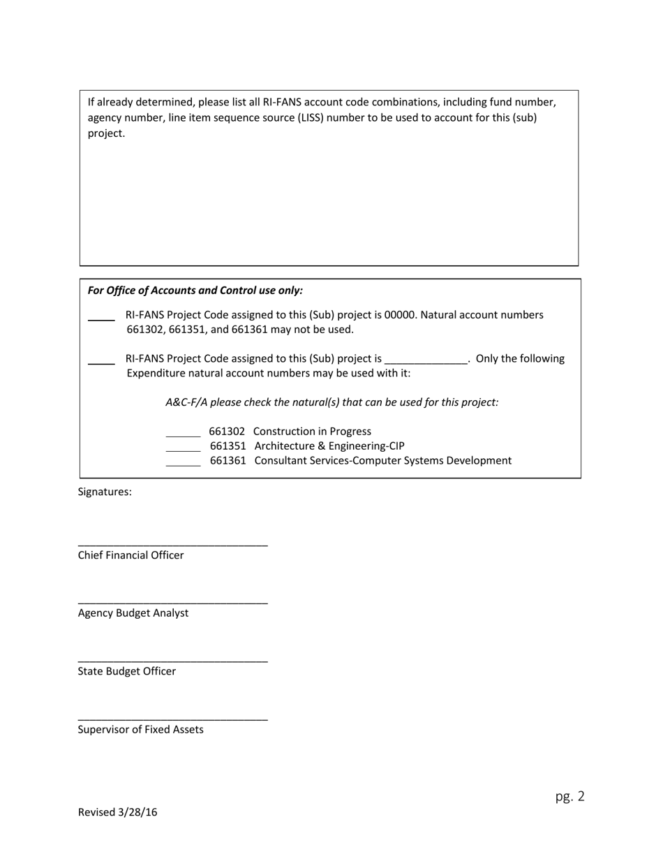 Construction / Project Code Request Form - Rhode Island, Page 2