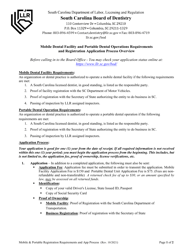 Document preview: Application for Mobile Dentisty Facility or Portable Dental Operation - South Carolina
