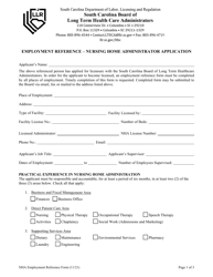 Employment Reference - Nursing Home Administrator Application - South Carolina, Page 2