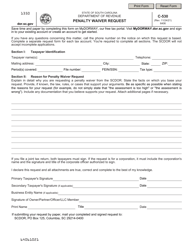 Form C-530 &quot;Penalty Waiver Request&quot; - South Carolina