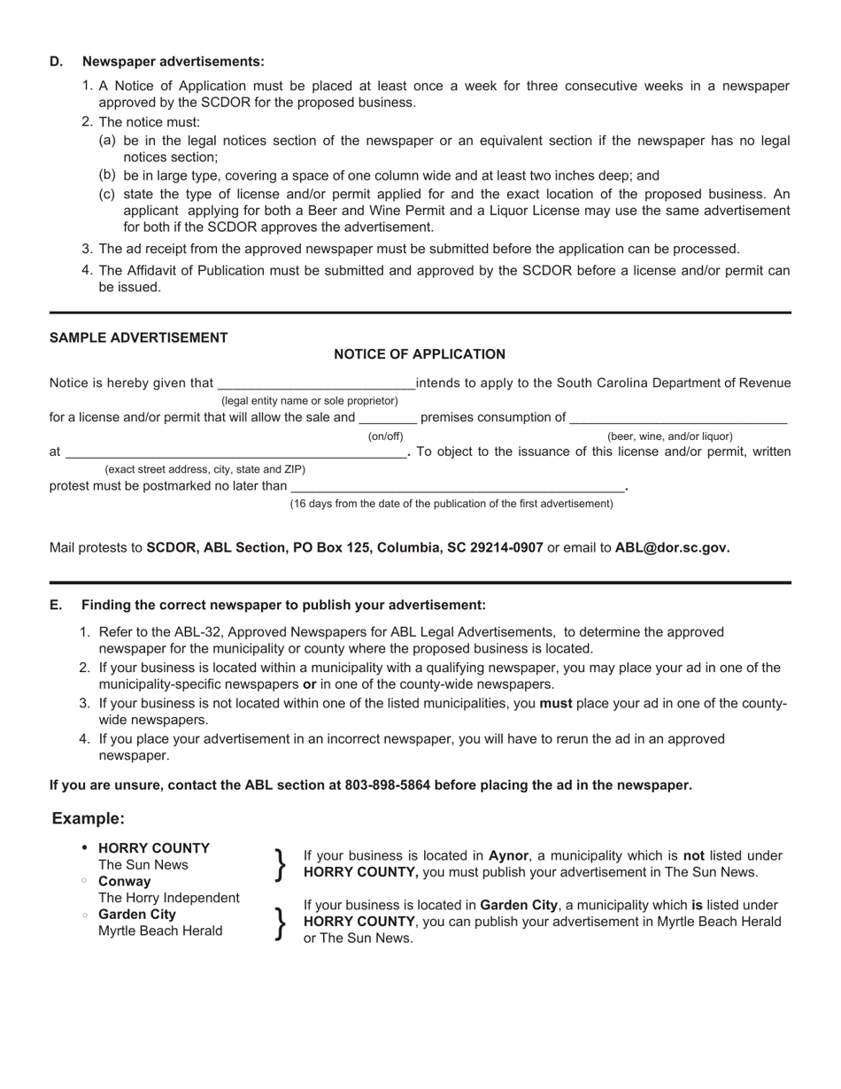 Form ABL-921 Application for Liquor Producer Warehouse License - South Carolina, Page 3
