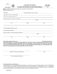 Form ABL-956 &quot;Affirmation Waiving Distance Requirement&quot; - South Carolina