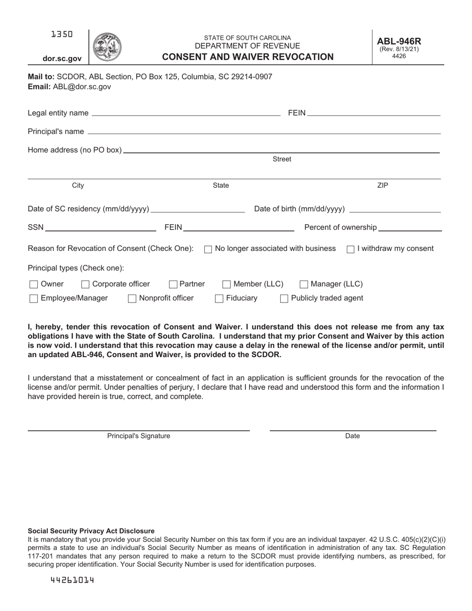 Form ABL946R Download Printable PDF or Fill Online Consent and Waiver