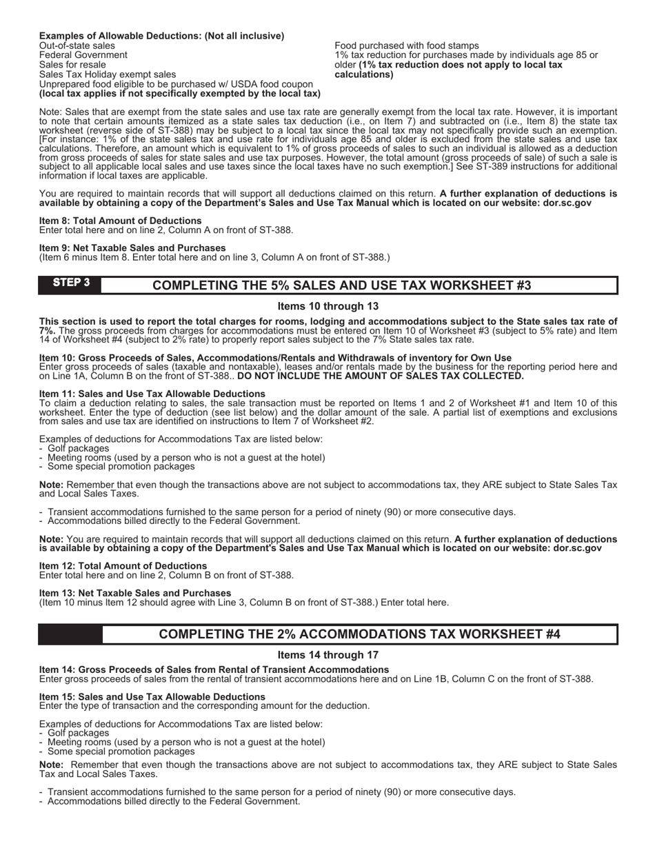 Instructions for Form ST-388 State Sales, Use, and Accommodations Tax Return - South Carolina, Page 3