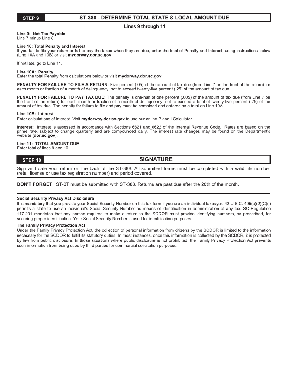 Instructions for Form ST-388 State Sales, Use, and Accommodations Tax Return - South Carolina, Page 5