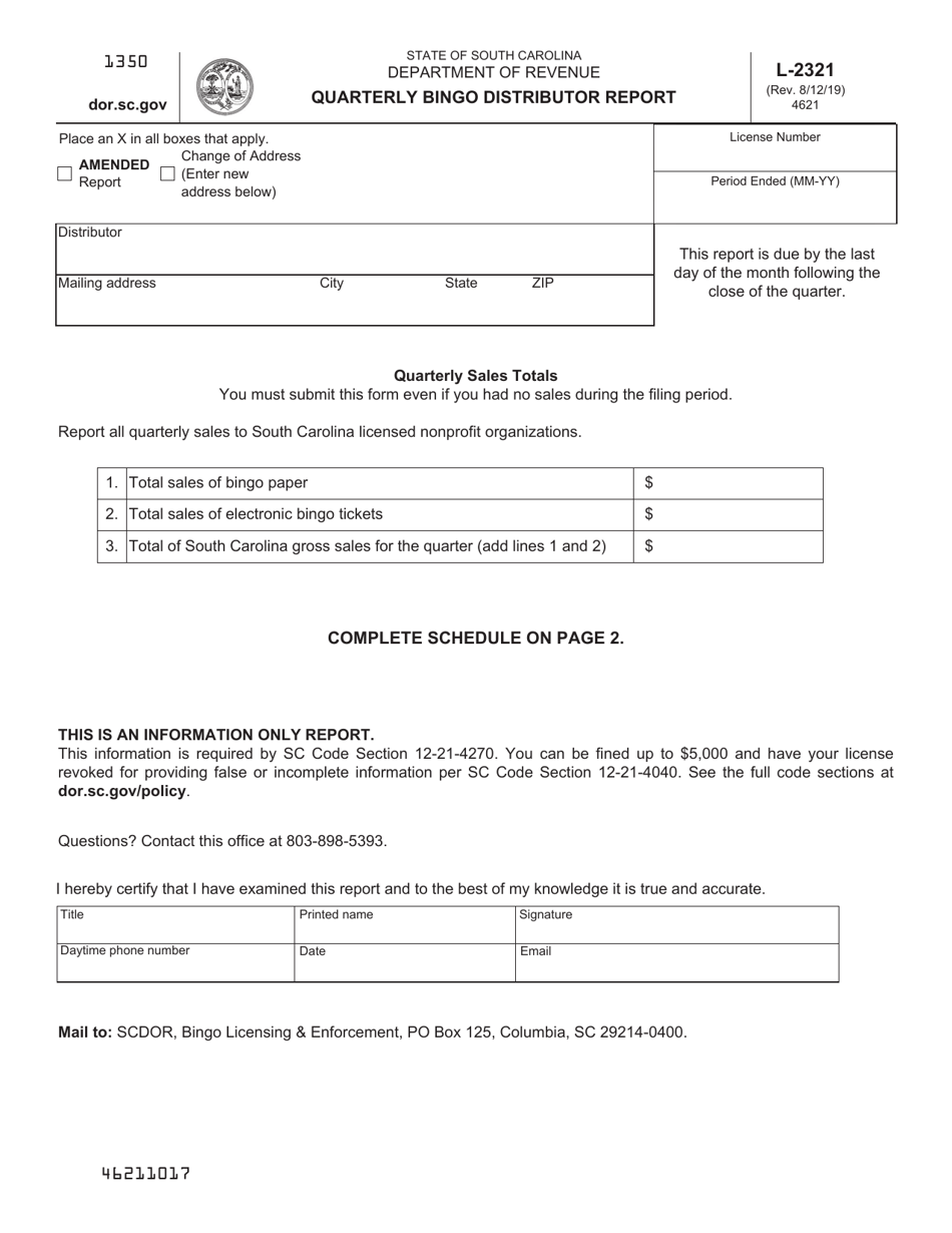 Form L-2321 - Fill Out, Sign Online and Download Printable PDF, South ...