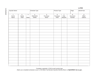 Form L-2104 Bonded Importers Schedule of Disbursements - South Carolina, Page 2