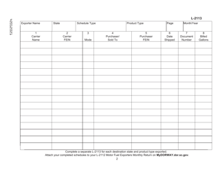 Form L-2113 Schedule of User Fee Paid Exports: Schedule Type 7-a - South Carolina, Page 2