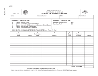 Document preview: Form L-2024 Schedule 1 Sales/Exemptions - South Carolina
