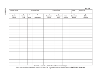 Form L-2120 Tankwagon Importers Schedule of Disbursements - South Carolina, Page 2