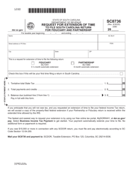 Form SC8736 Request for Extension of Time to File South Carolina Return for Fiduciary and Partnership - South Carolina