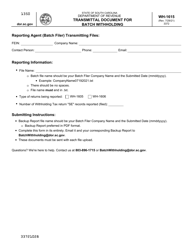 Document preview: Form WH-1615 Transmittal Document for Batch Withholding - South Carolina
